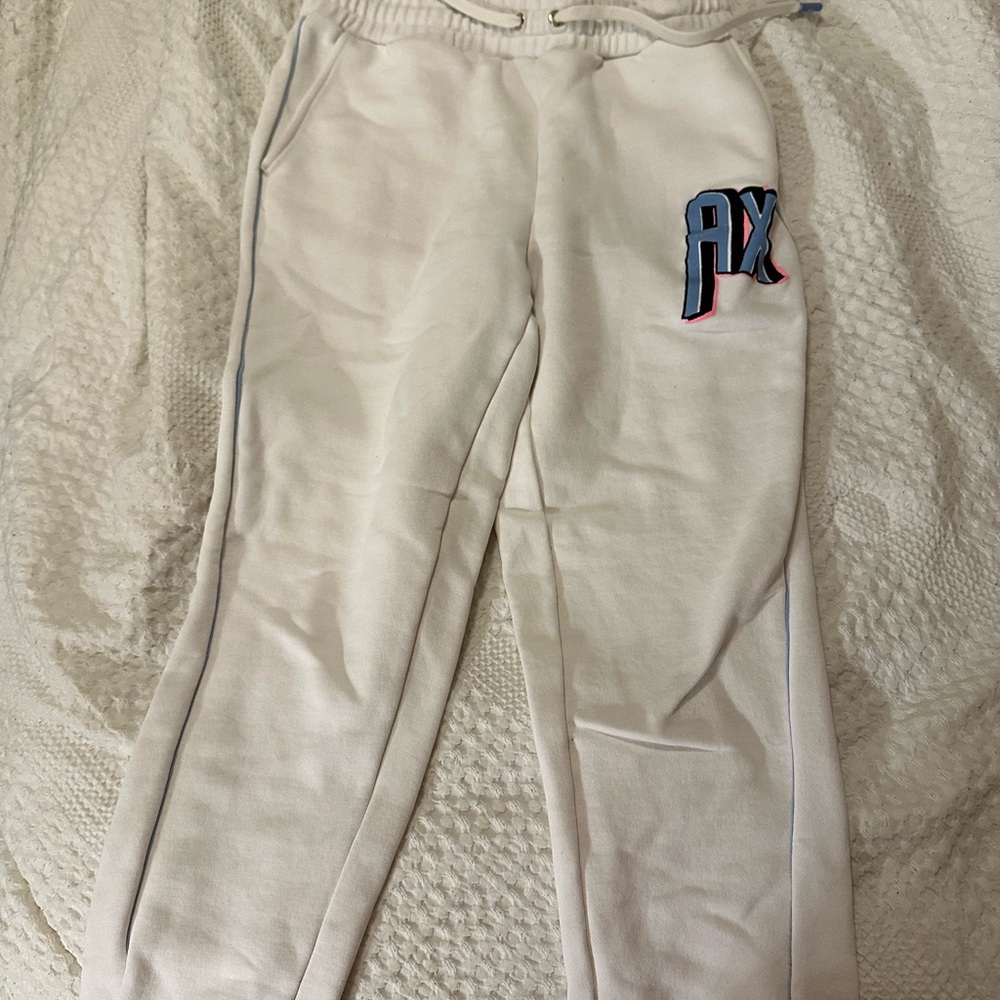 Armani Exchange White Sweatpants with Textured Design